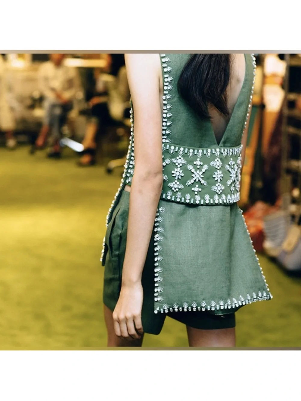 TORY BURCH Rachel Embellished Linen Tabard Tank In Hills $895 6